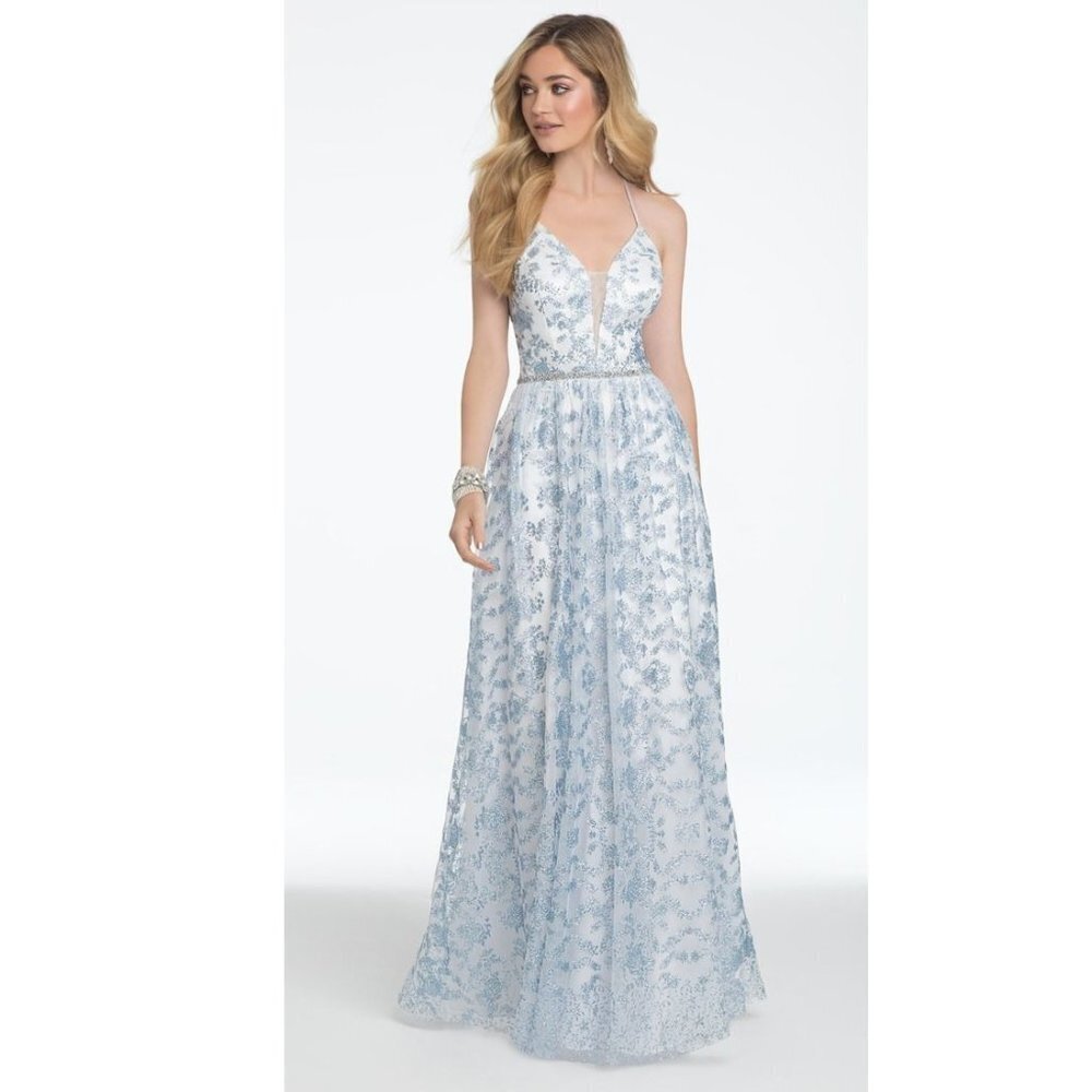 Maxi Floral Ballgown, Open Back Prom Party Dress, size 4P